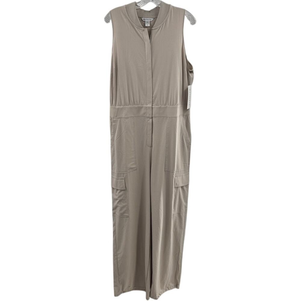 Athleta Brooklyn Utility Jumpsuit Plus Sz 16 Tan *Flaw